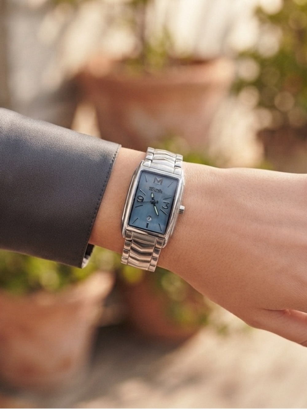 Michael Kors Silver Bracelet Watch with Blue Dial